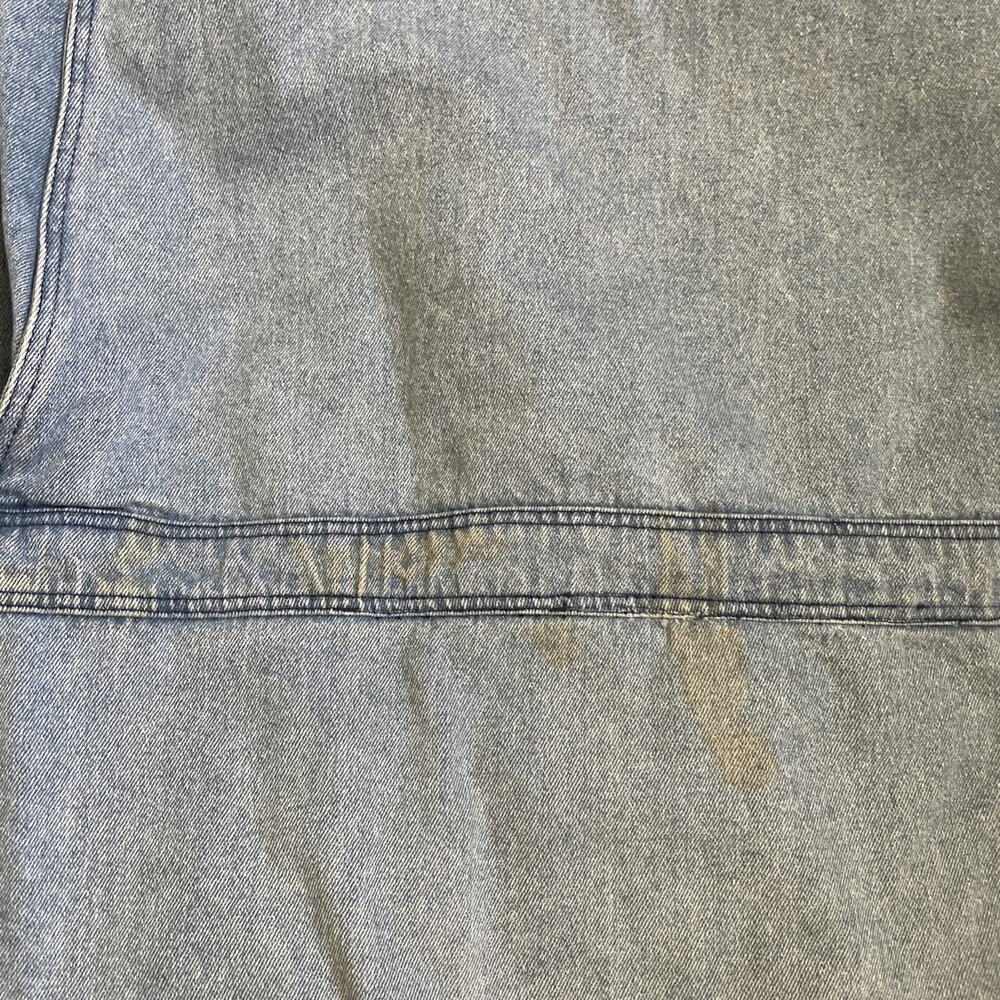 Vintage Blanket Lined Light Wash Denim Barn Chore Jacket Coat Large Read Stain - Picture 14 of 15